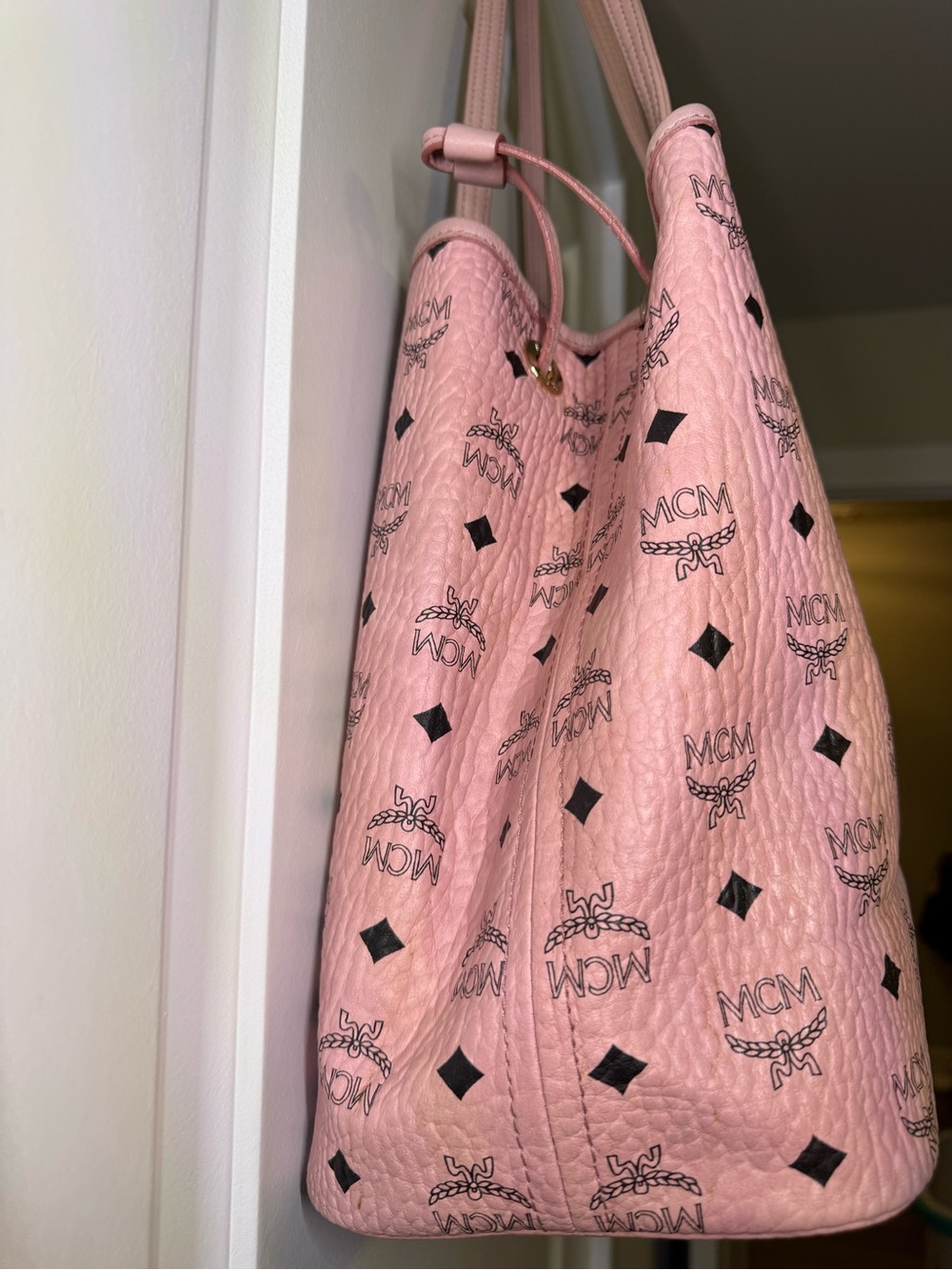 MCM Pink Visetos Tote with Detachable Pouch - Picture 6 of 16